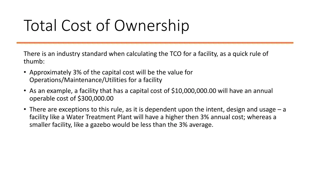 total cost of ownership