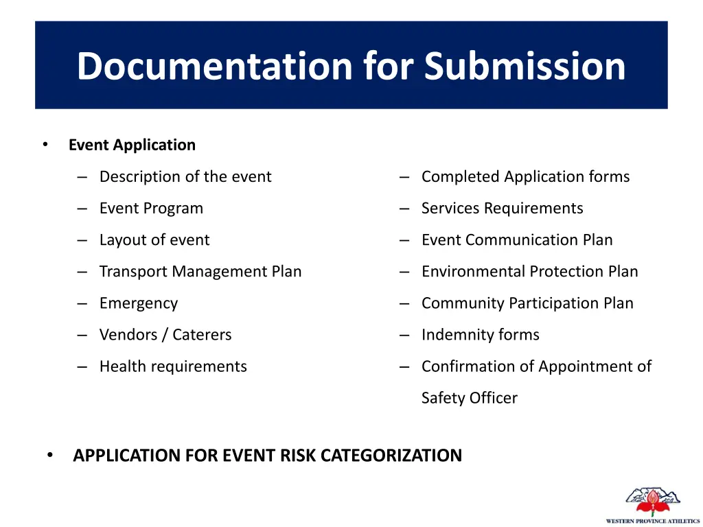 documentation for submission