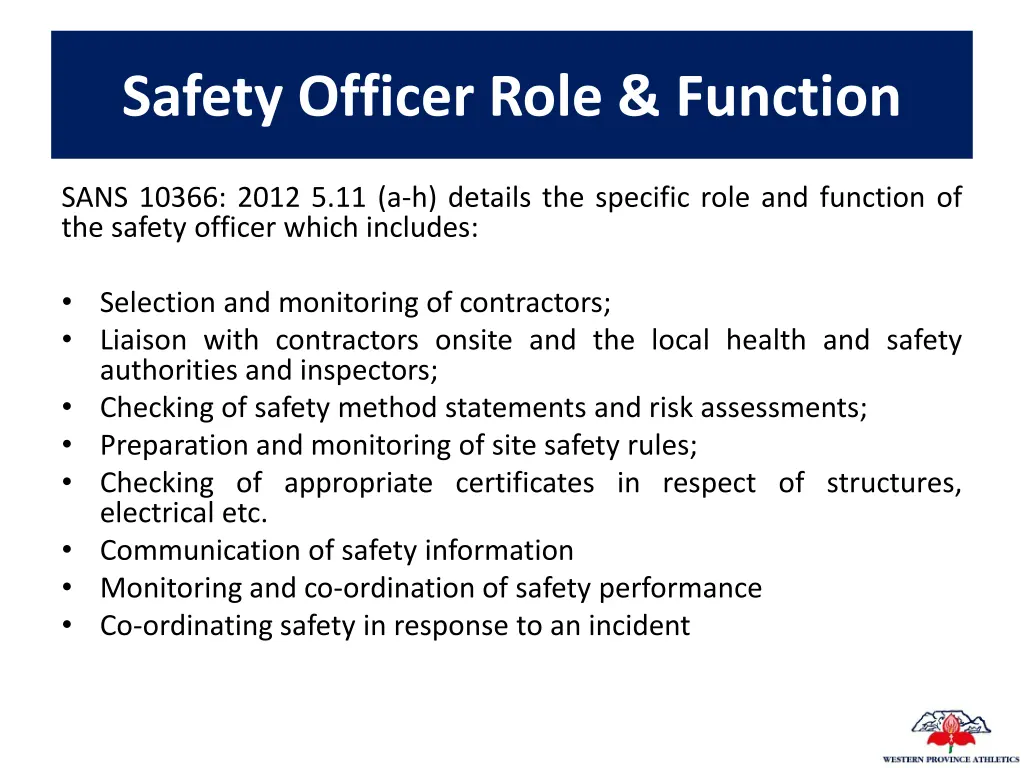 safety officer role function