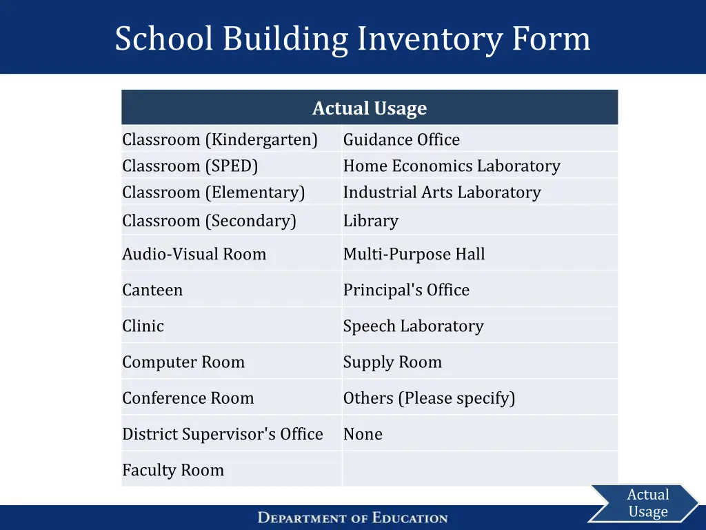 school building inventory form 11