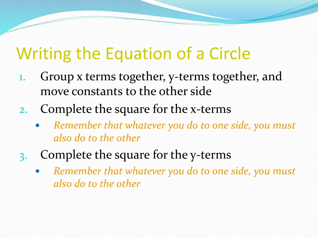 writing the equation of a circle