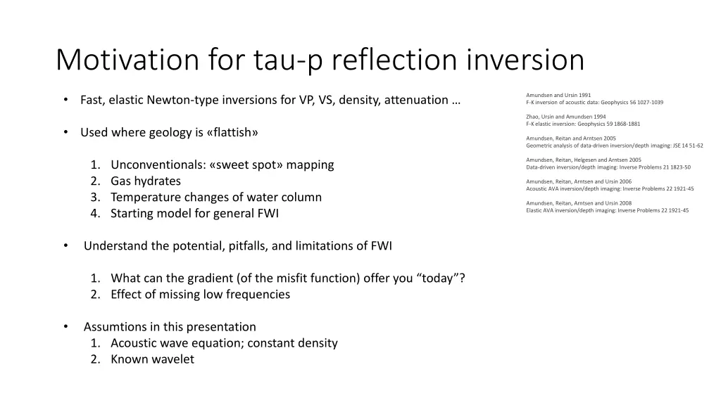 motivation for tau p reflection inversion