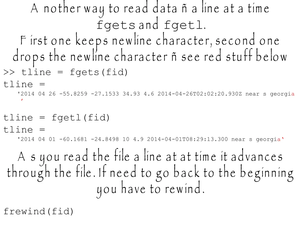 a nother way to read data a line at a time fgets