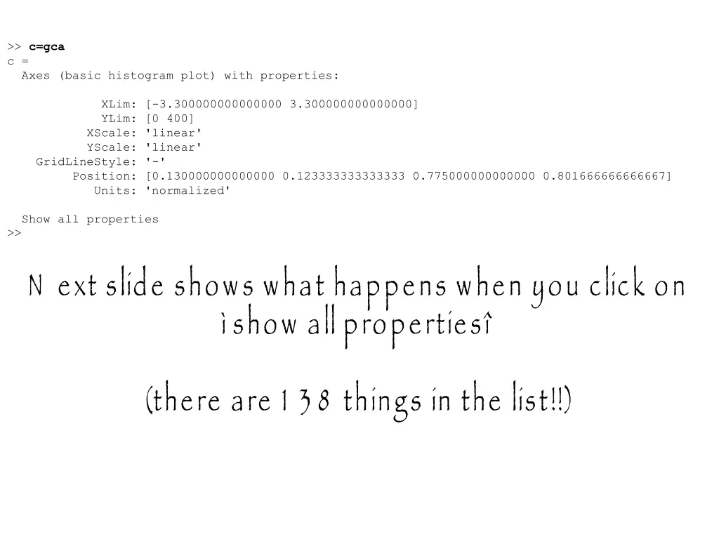 c gca c axes basic histogram plot with properties