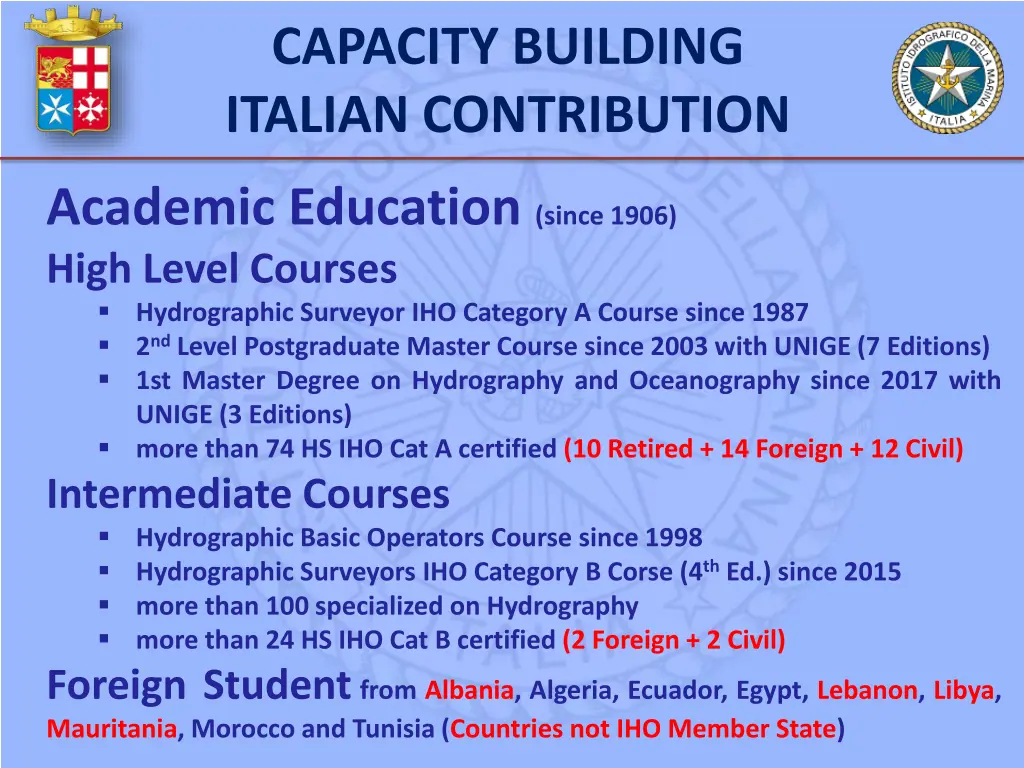 capacity building italian contribution