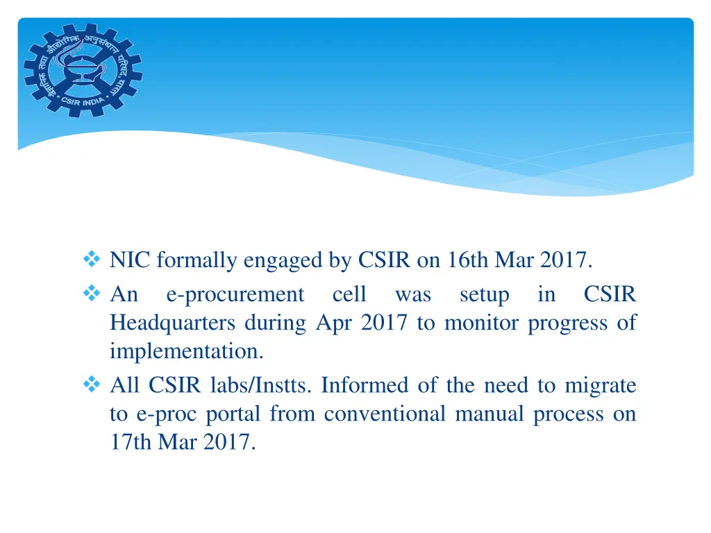 nic formally engaged by csir on 16th mar 2017