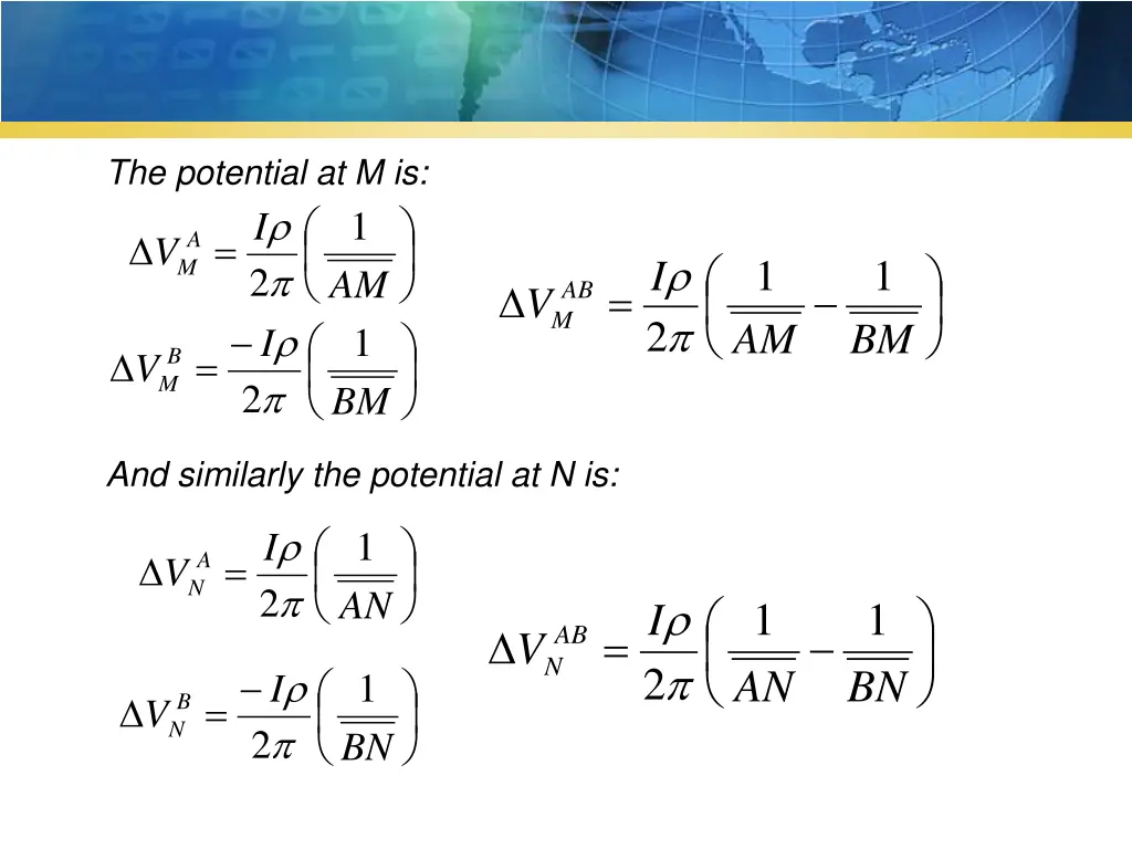 the potential at m is