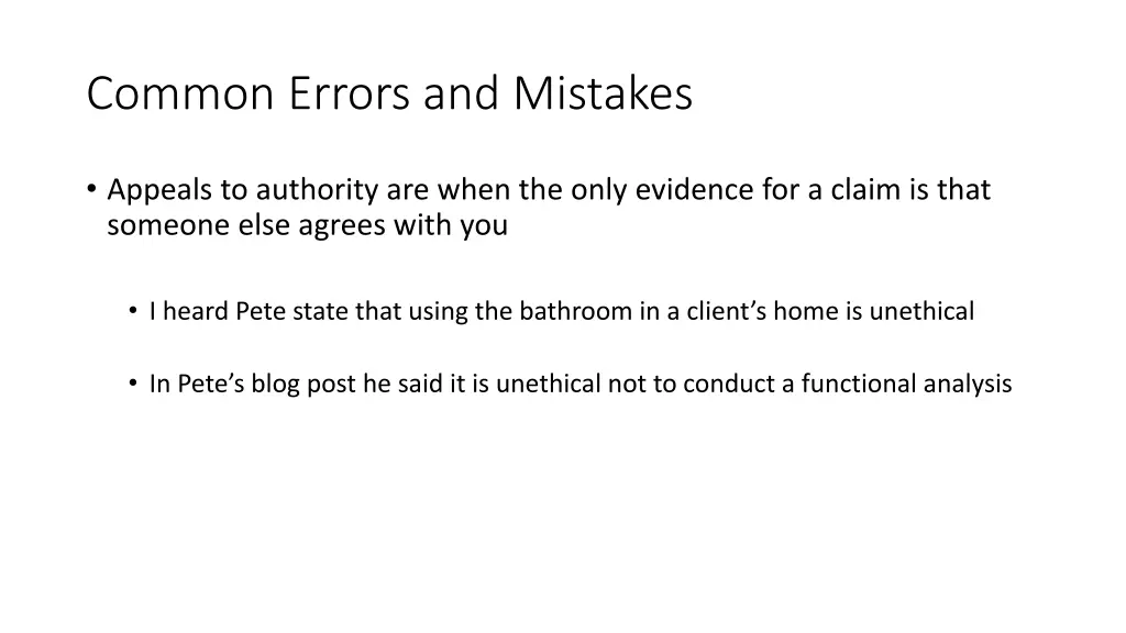 common errors and mistakes