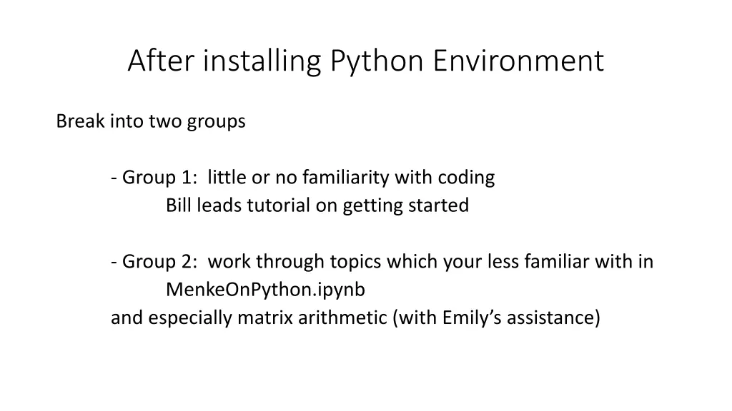 after installing python environment