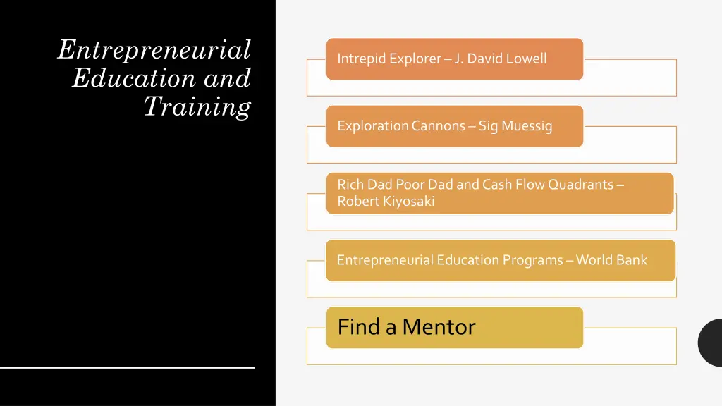 entrepreneurial education and training