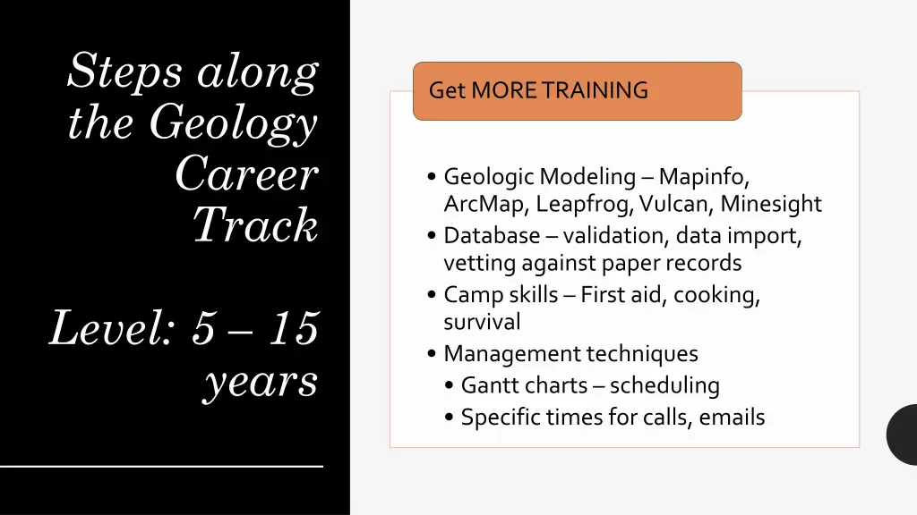 steps along the geology career track 1