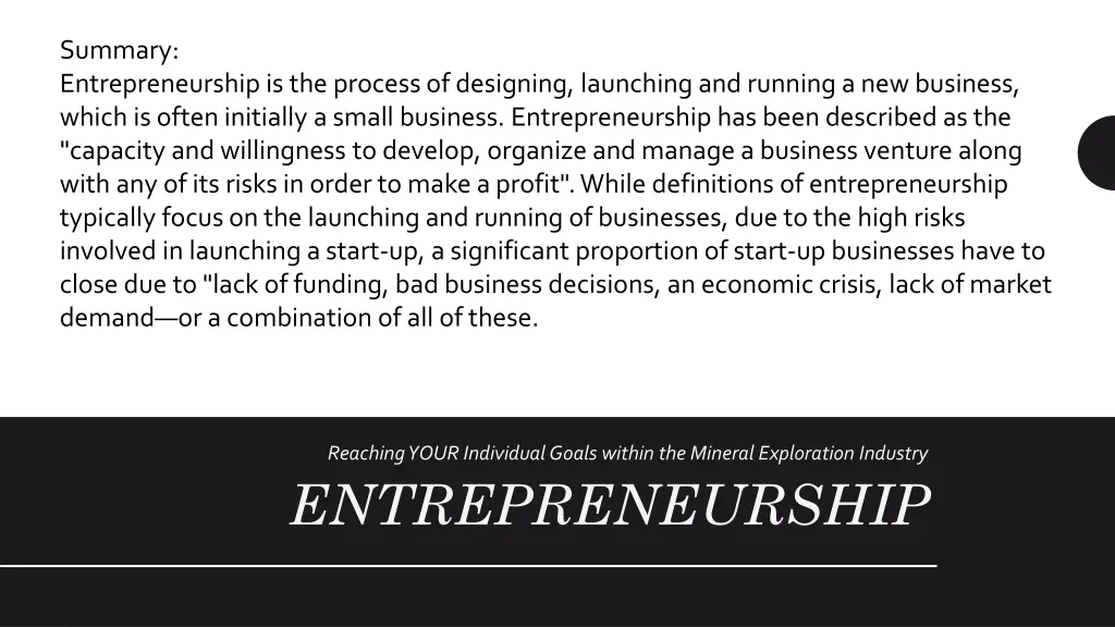 summary entrepreneurship is the process