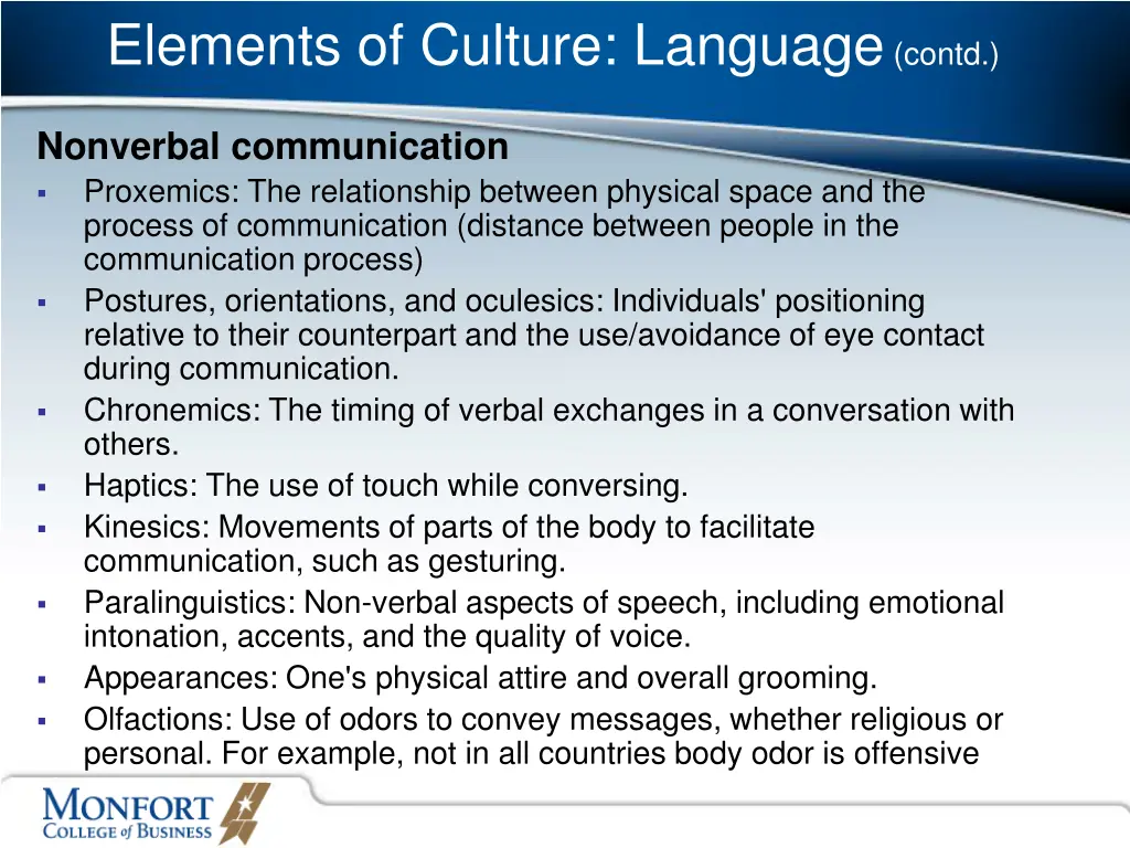 elements of culture language contd