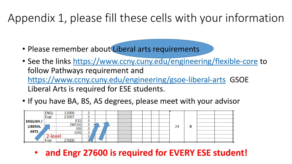 please remember about liberal arts requirements