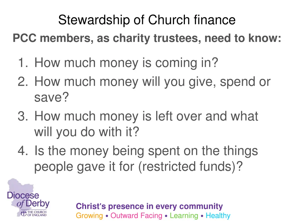 stewardship of church finance pcc members