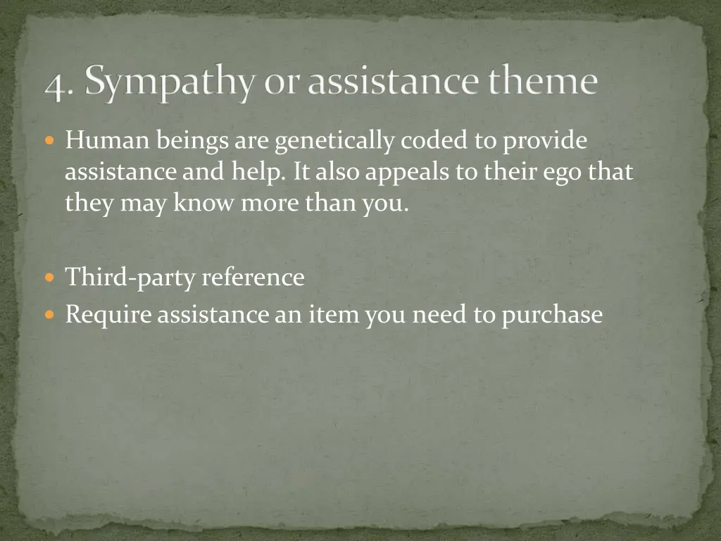 4 sympathy or assistance theme