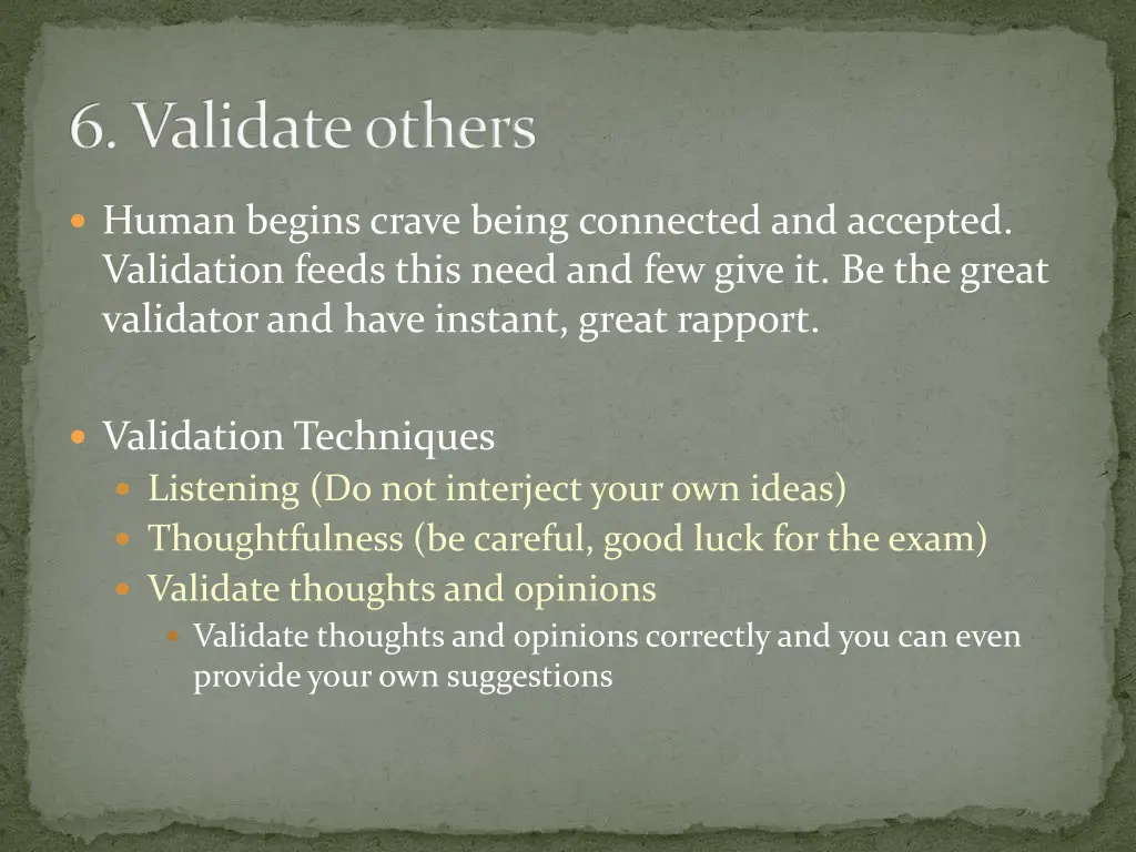 6 validate others