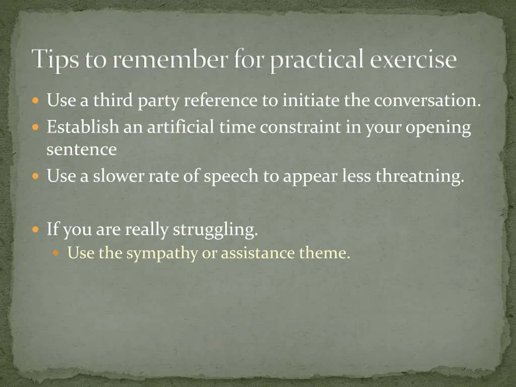 tips to remember for practical exercise