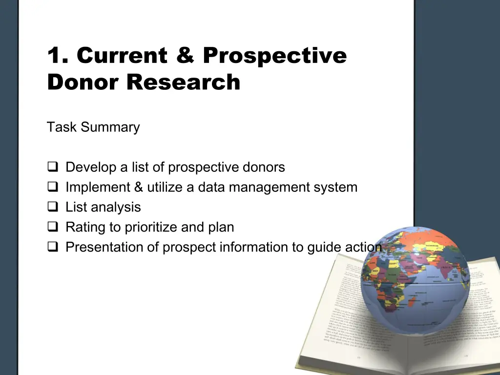 1 current prospective donor research