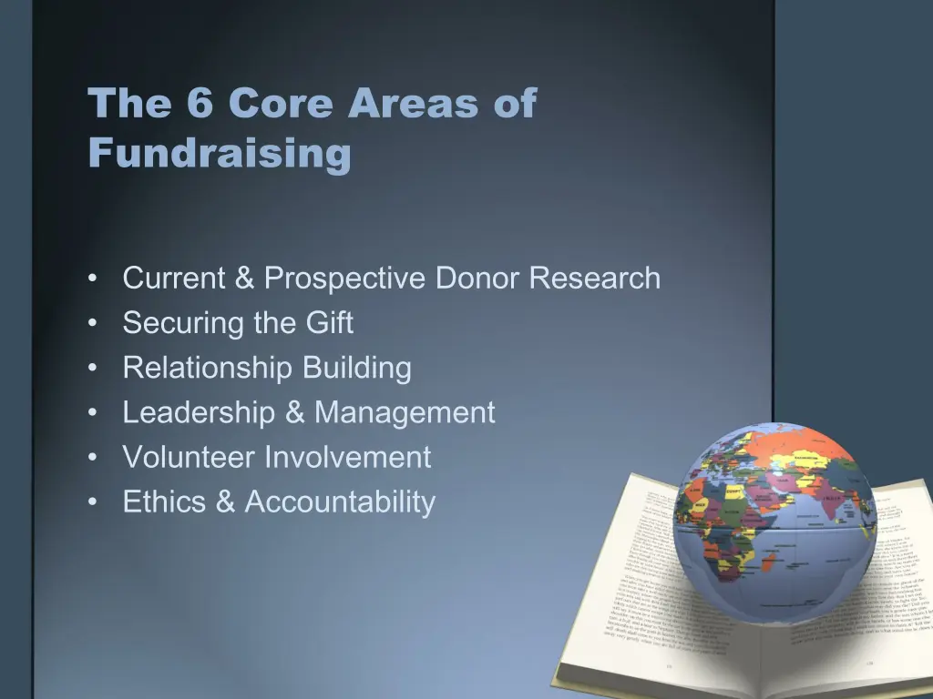 the 6 core areas of fundraising