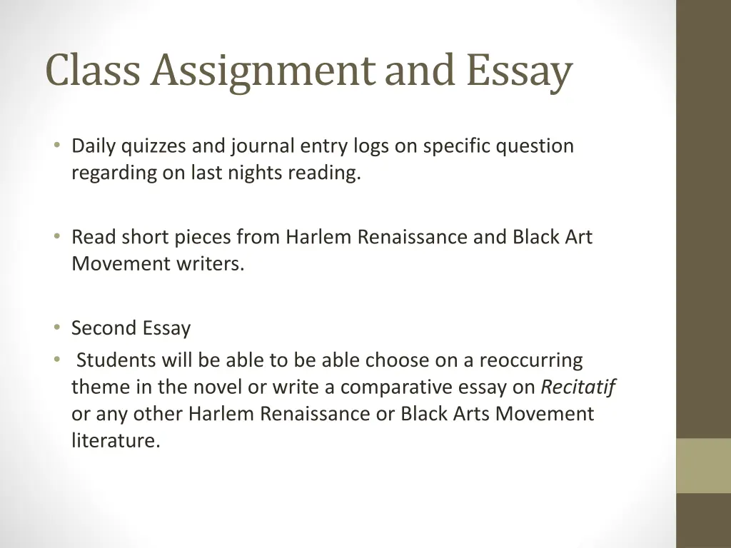 class assignment and essay