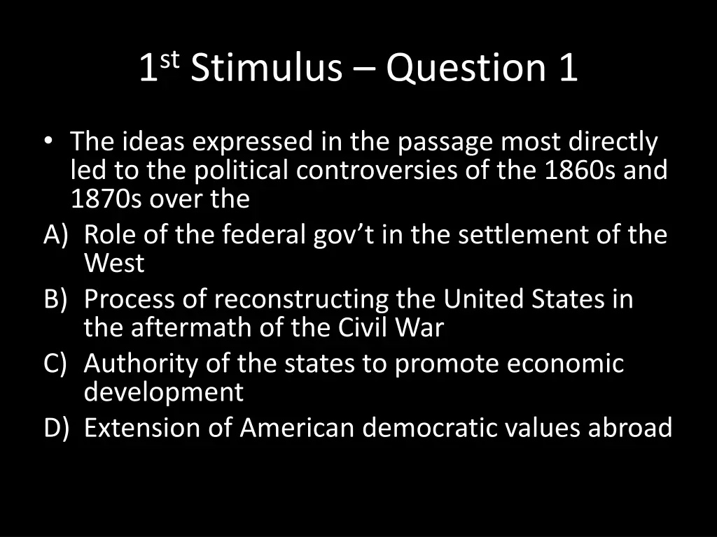 1 st stimulus question 1 1