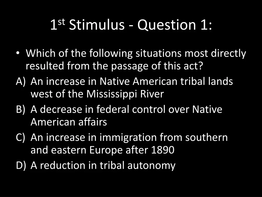 1 st stimulus question 1