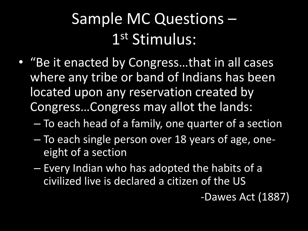 sample mc questions 1 st stimulus be it enacted