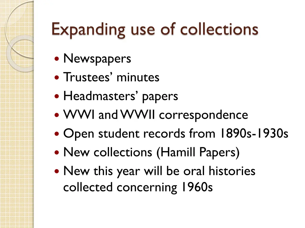 expanding use of collections