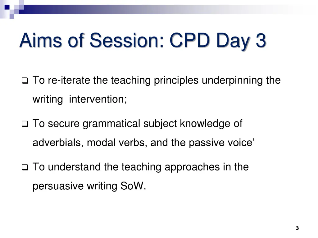 aims of session cpd day 3