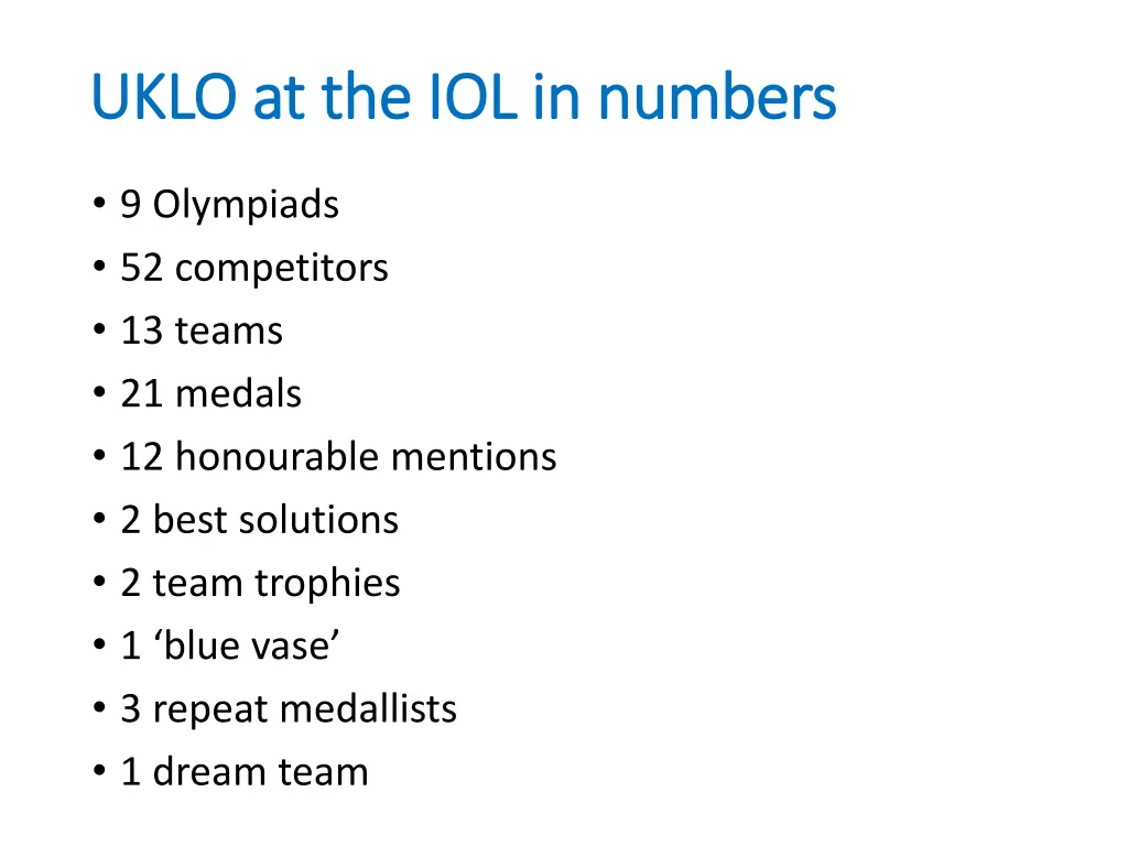 uklo at the iol in numbers uklo