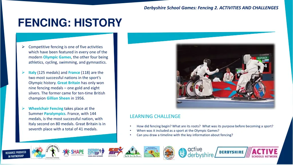 derbyshire school games fencing 2 activities 1