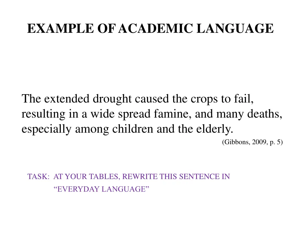 example of academic language