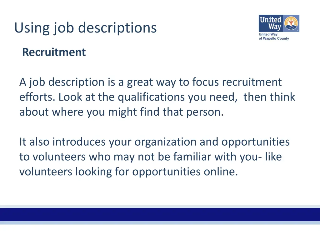 using job descriptions