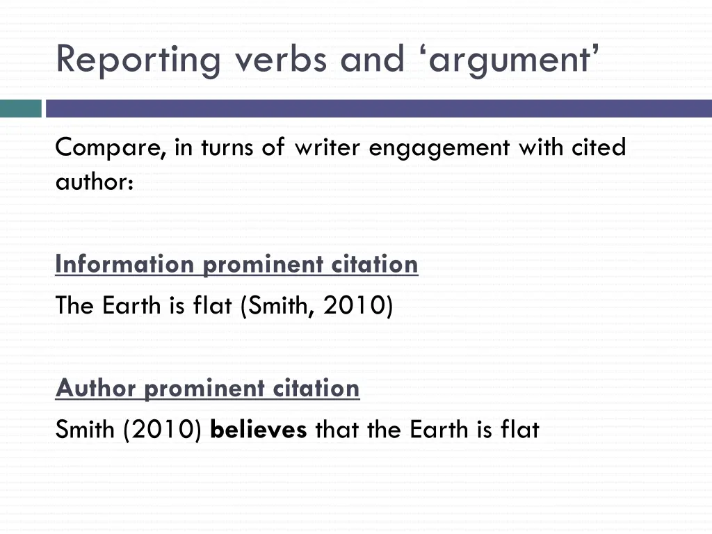 reporting verbs and argument