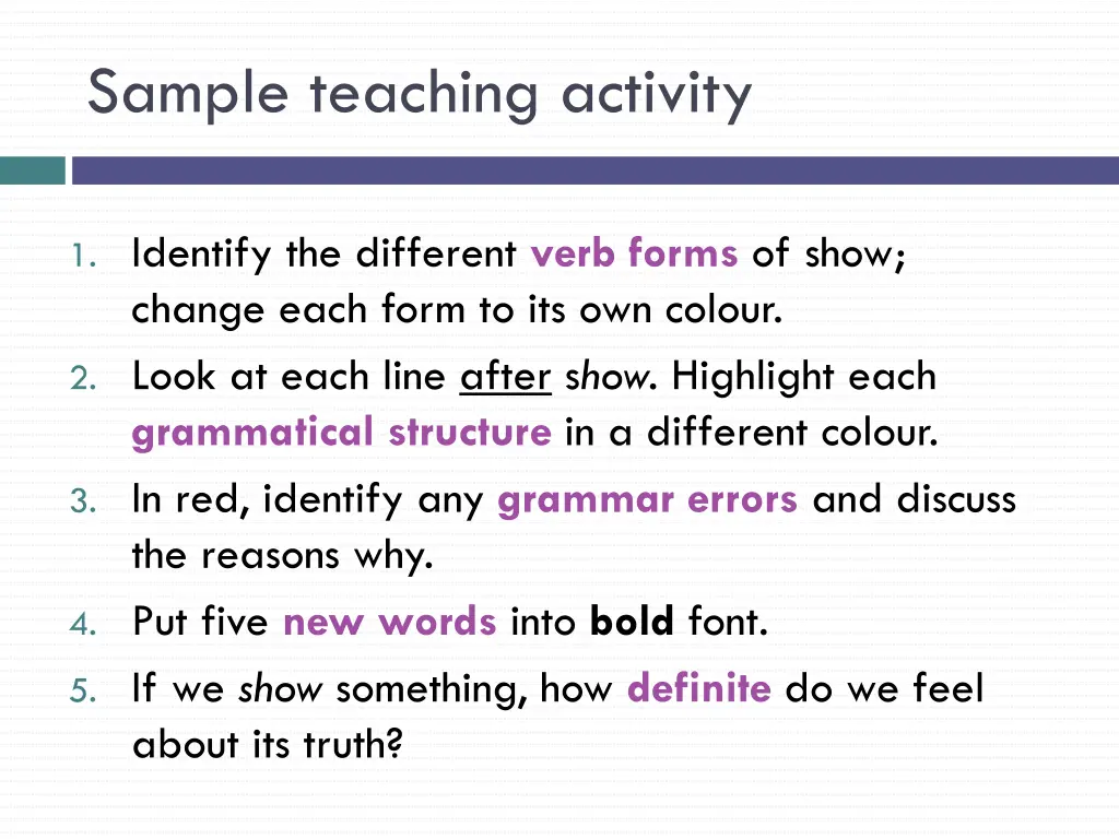 sample teaching activity