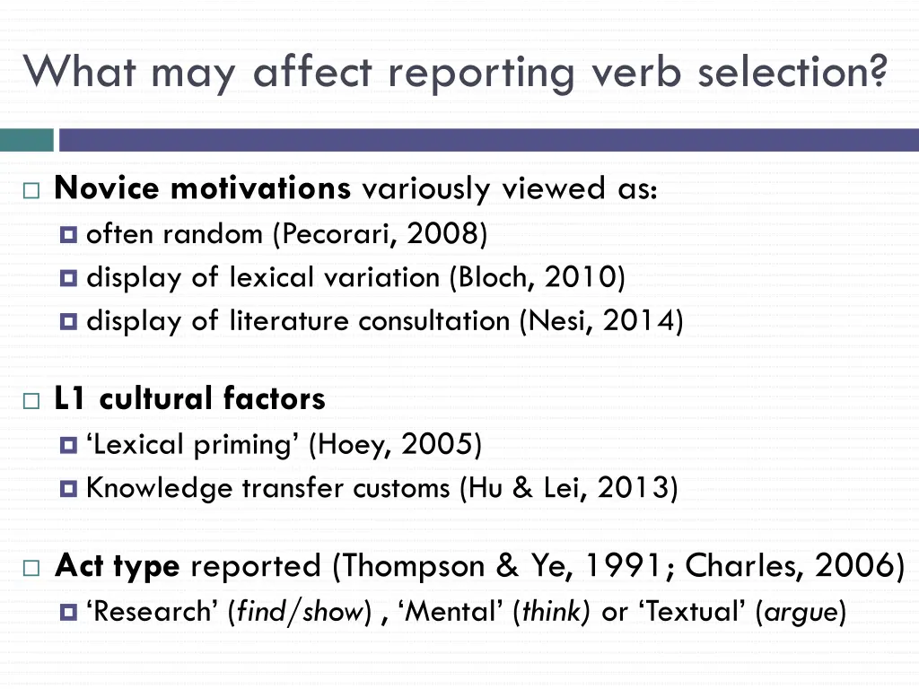 what may affect reporting verb selection