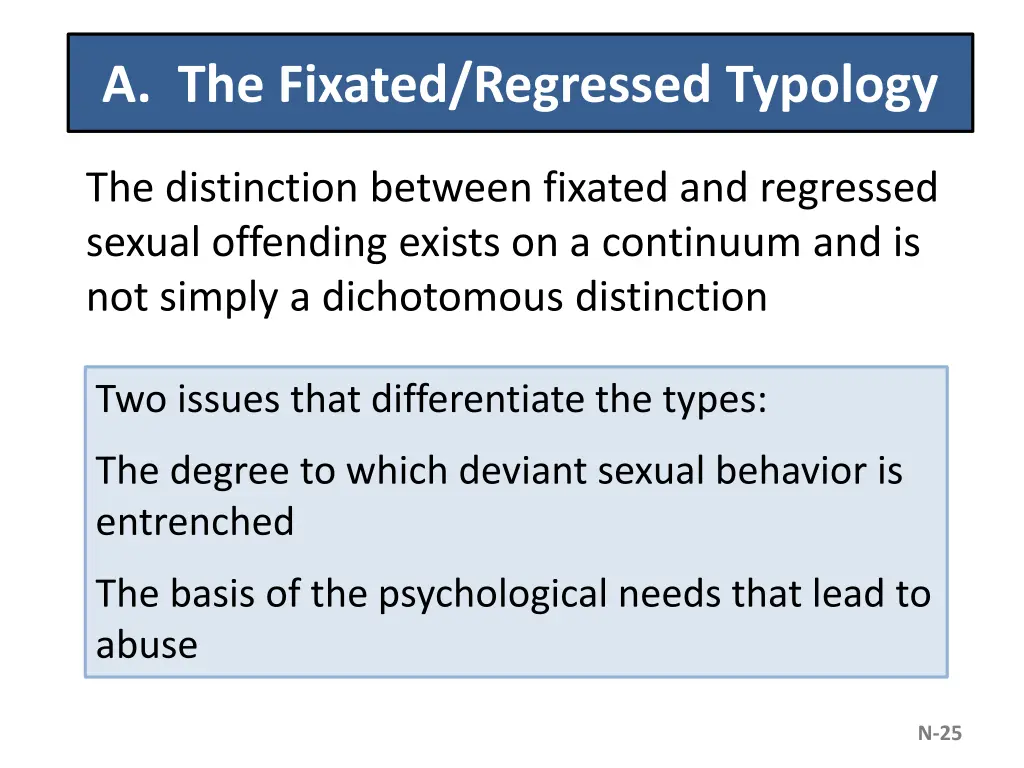 a the fixated regressed typology