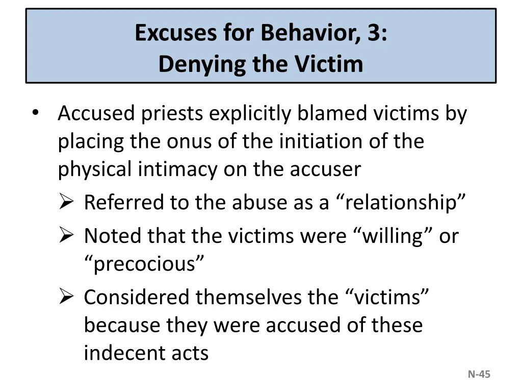 excuses for behavior 3 denying the victim