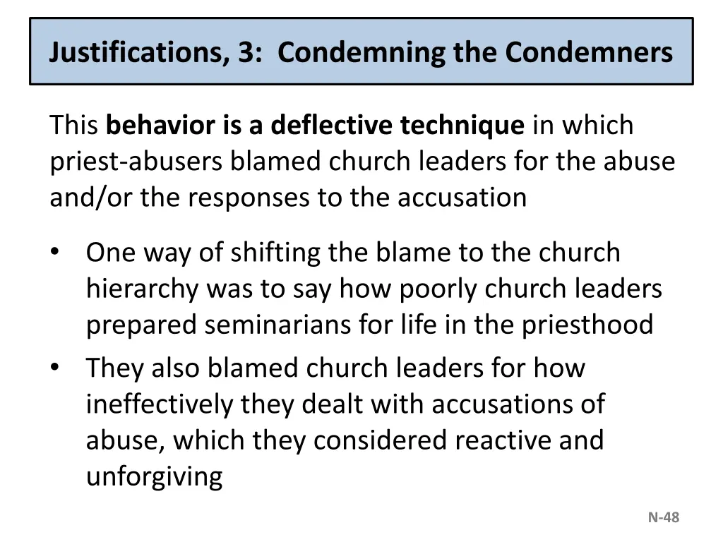 justifications 3 condemning the condemners