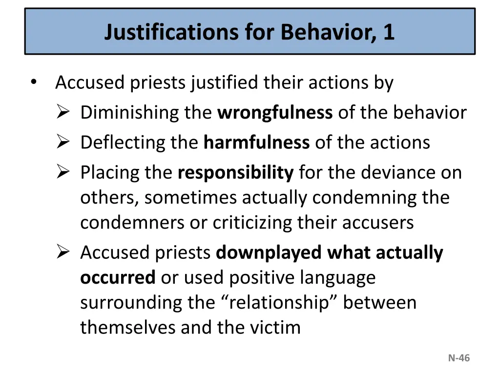 justifications for behavior 1