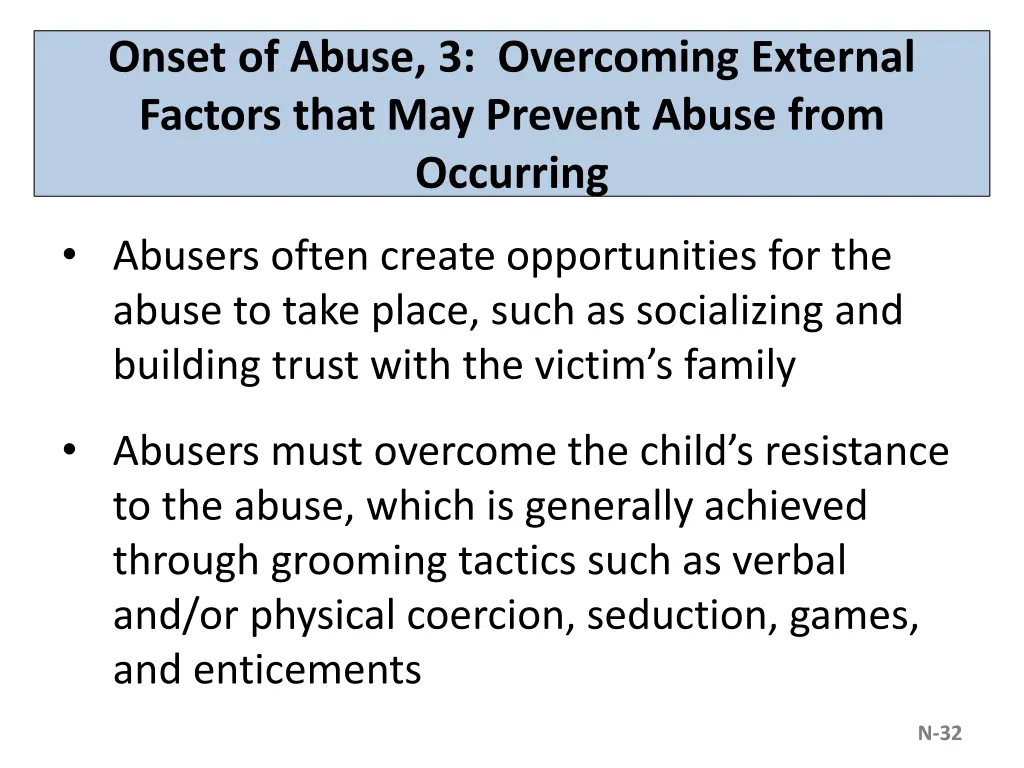 onset of abuse 3 overcoming external factors that