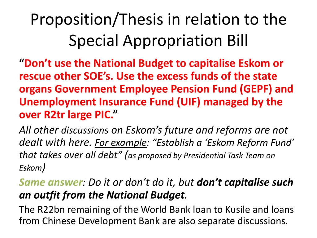 proposition thesis in relation to the special