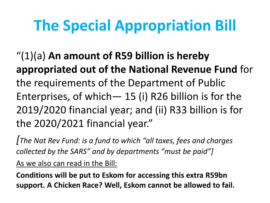 the special appropriation bill