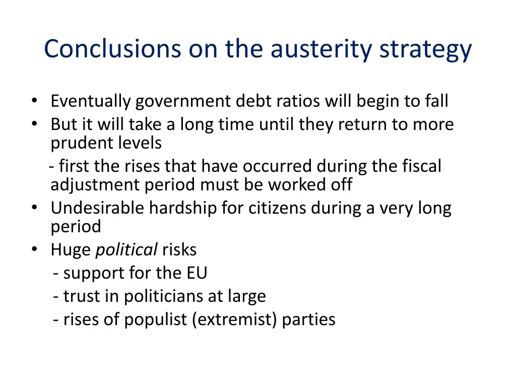 conclusions on the austerity strategy