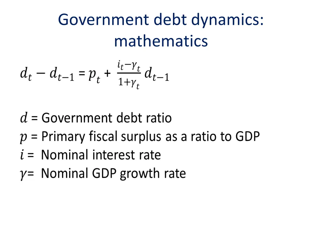 government debt dynamics mathematics