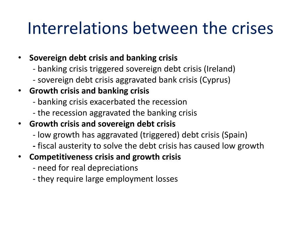 interrelations between the crises