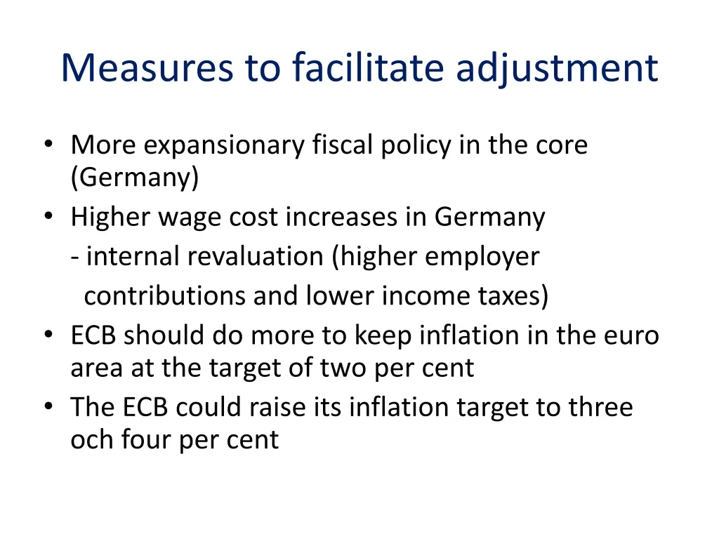 measures to facilitate adjustment