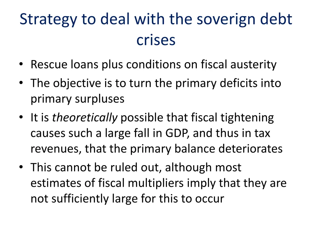 strategy to deal with the soverign debt crises