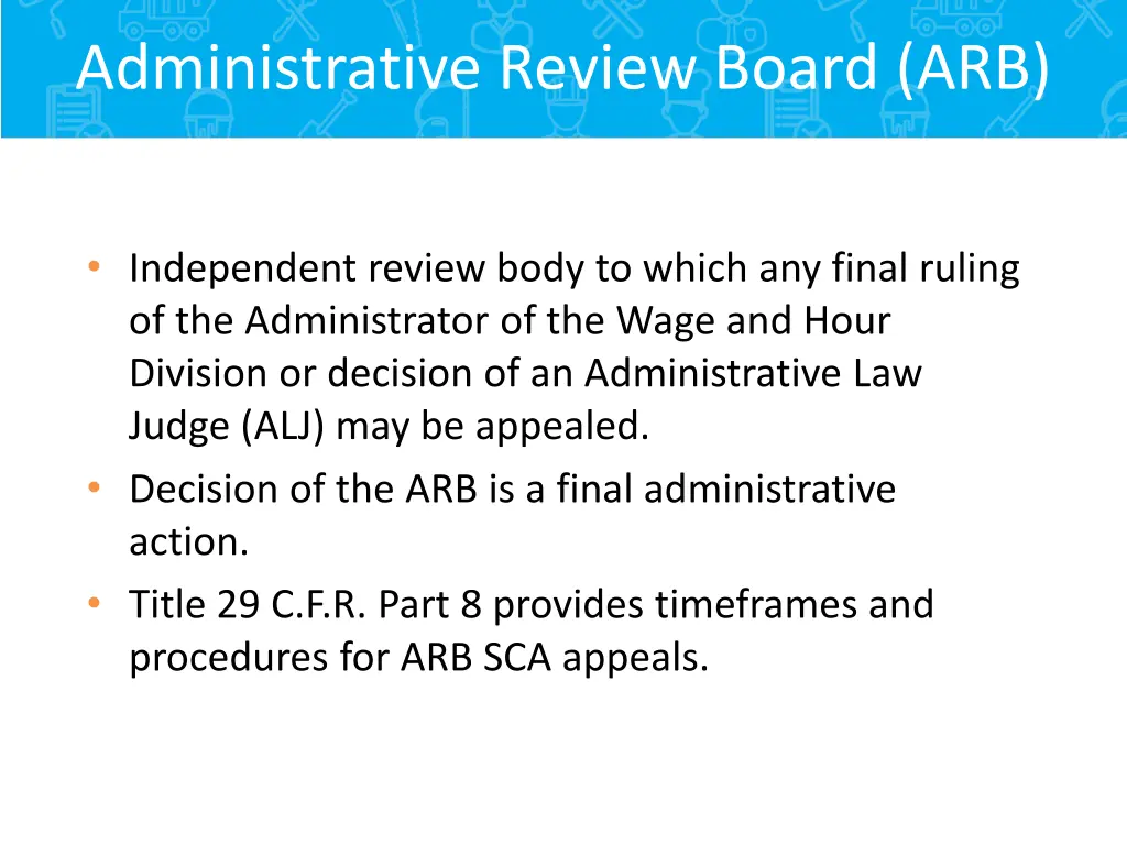 administrative review board arb